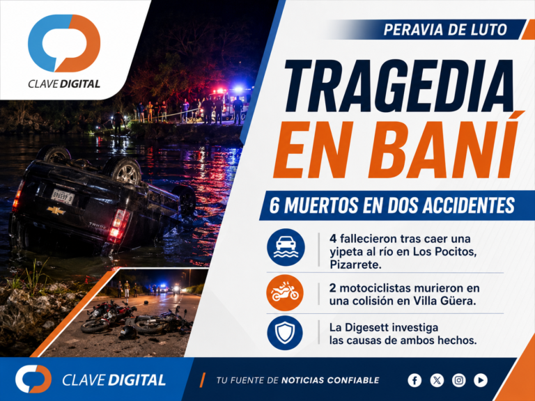 Seis personas mueren en dos accidentes de tránsito en Baní