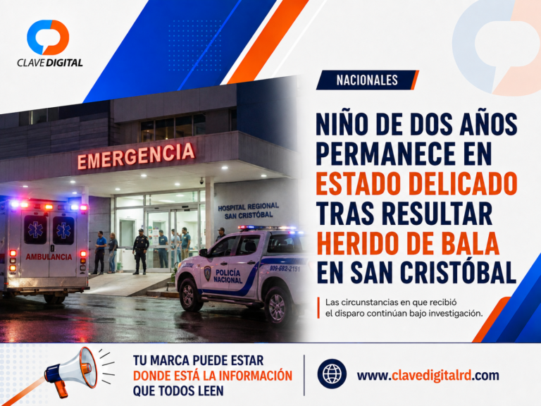 Niño de dos años permanece en estado delicado tras resultar herido de bala en San Cristóbal