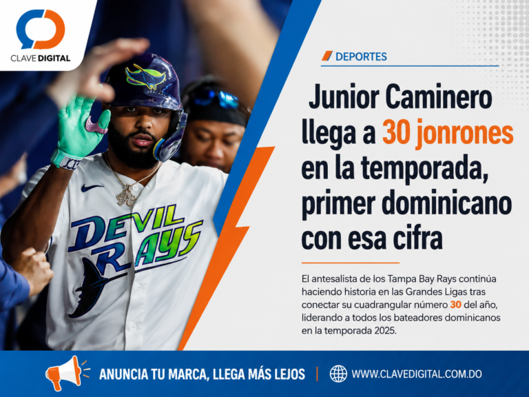 Junior Caminero alcanza los 30 jonrones y sigue haciendo historia con Tampa Bay