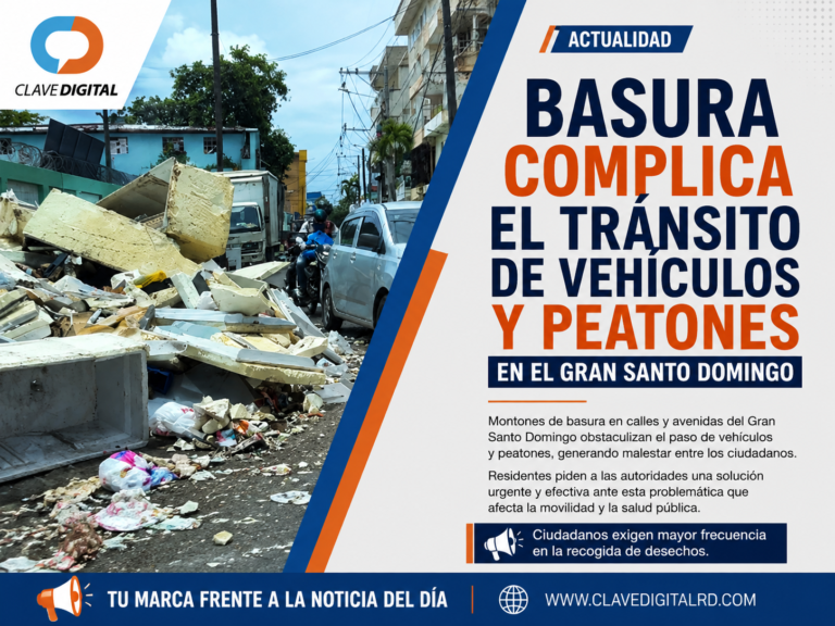 Basura complica el tránsito de vehículos y peatones en el Gran Santo Domingo