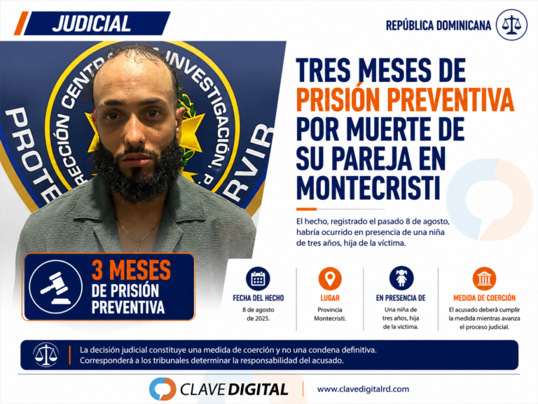 Prisión preventiva para acusado de matar a su pareja en Montecristi