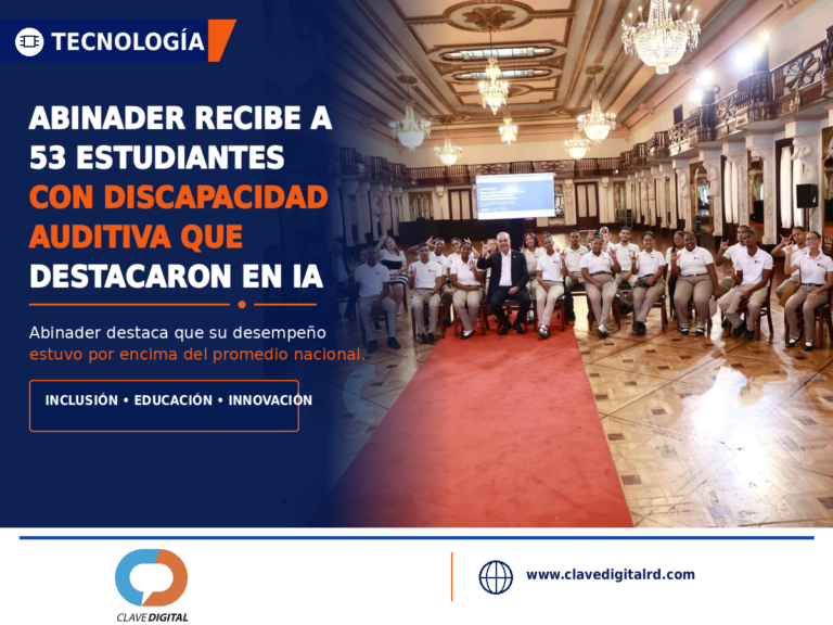Abinader recibe a 53 estudiantes con discapacidad auditiva destacados en inteligencia artificial