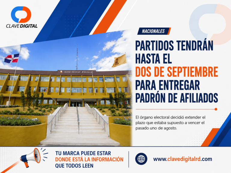 Partidos tendrán hasta el 2 de septiembre para entregar padrón de afiliados