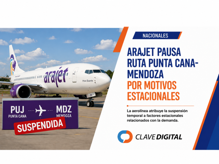 Arajet pausa temporalmente sus vuelos entre Punta Cana y Mendoza por razones estacionales