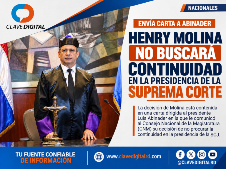 Envía carta a Abinader | Henry Molina no buscará continuidad en la presidencia de la Suprema Corte