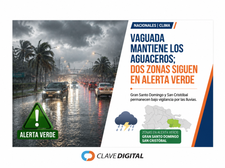 Vaguada mantendrá los aguaceros este miércoles; Gran Santo Domingo y San Cristóbal siguen en alerta verde