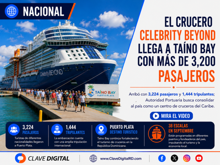 Celebrity Beyond llega a Taíno Bay con más de 3,200 turistas a bordo