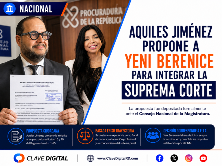 Aquiles Jiménez propone a Yeni Berenice para ocupar una plaza en la Suprema Corte de Justicia